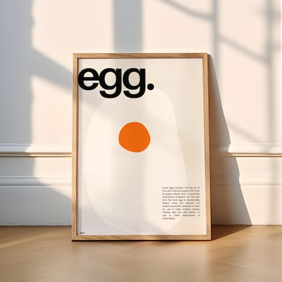 Egg Print Funny Retro Kitchen Wall Art Poster