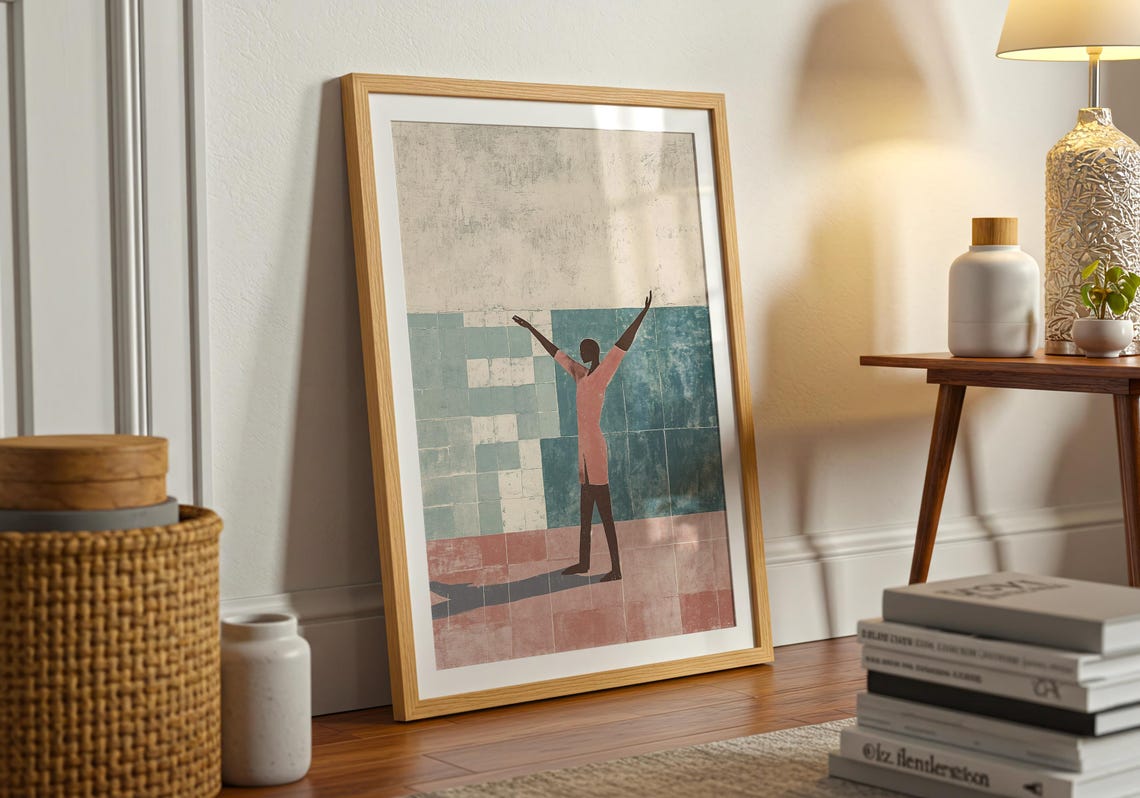 Figure Raised Arms Geometric Pastel Surreal Modern Wall Poster - Image 5