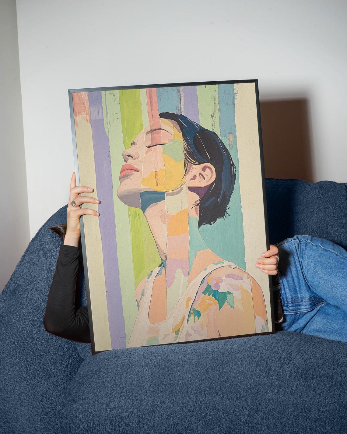 Vibrant Portrait Art Print Colorful Expressionist Poster Abstract Feminine Wall