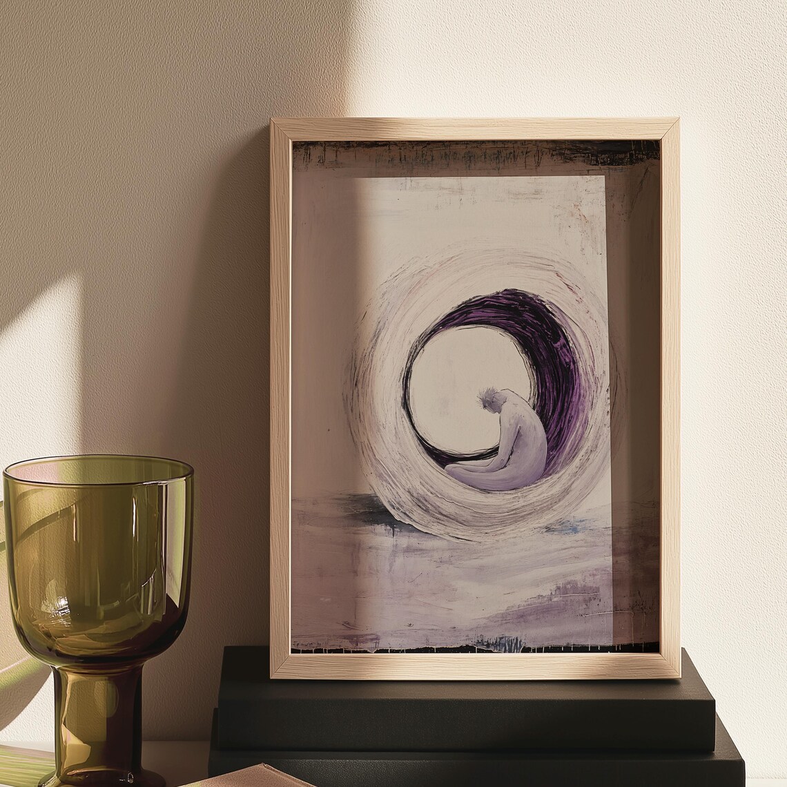 Solitary Meditating Figure Abstract Purple Circle Minimalist Poster - Image 4