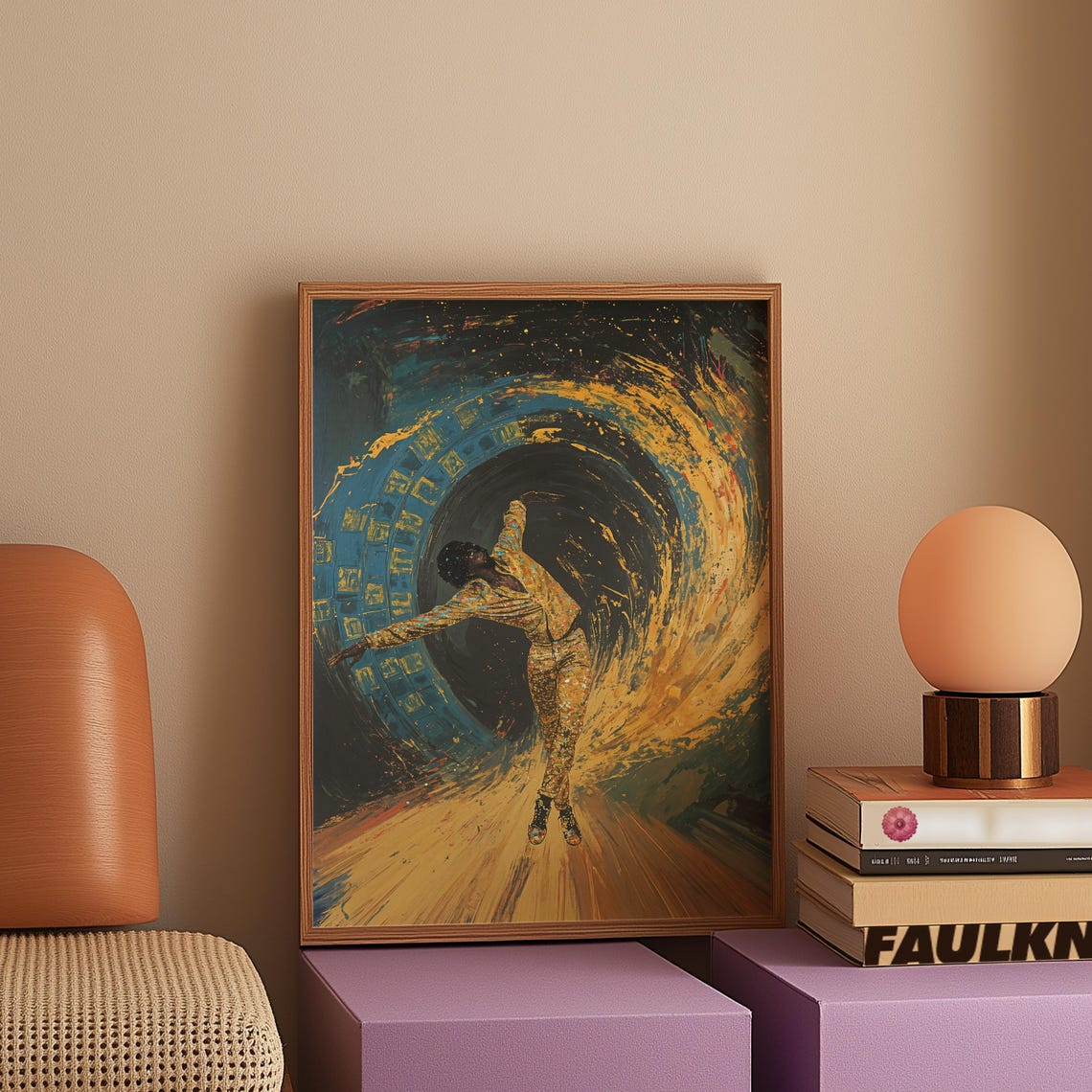 Golden Dancer Swirling Vortex Expressive Modern Dance Art Poster - Image 2