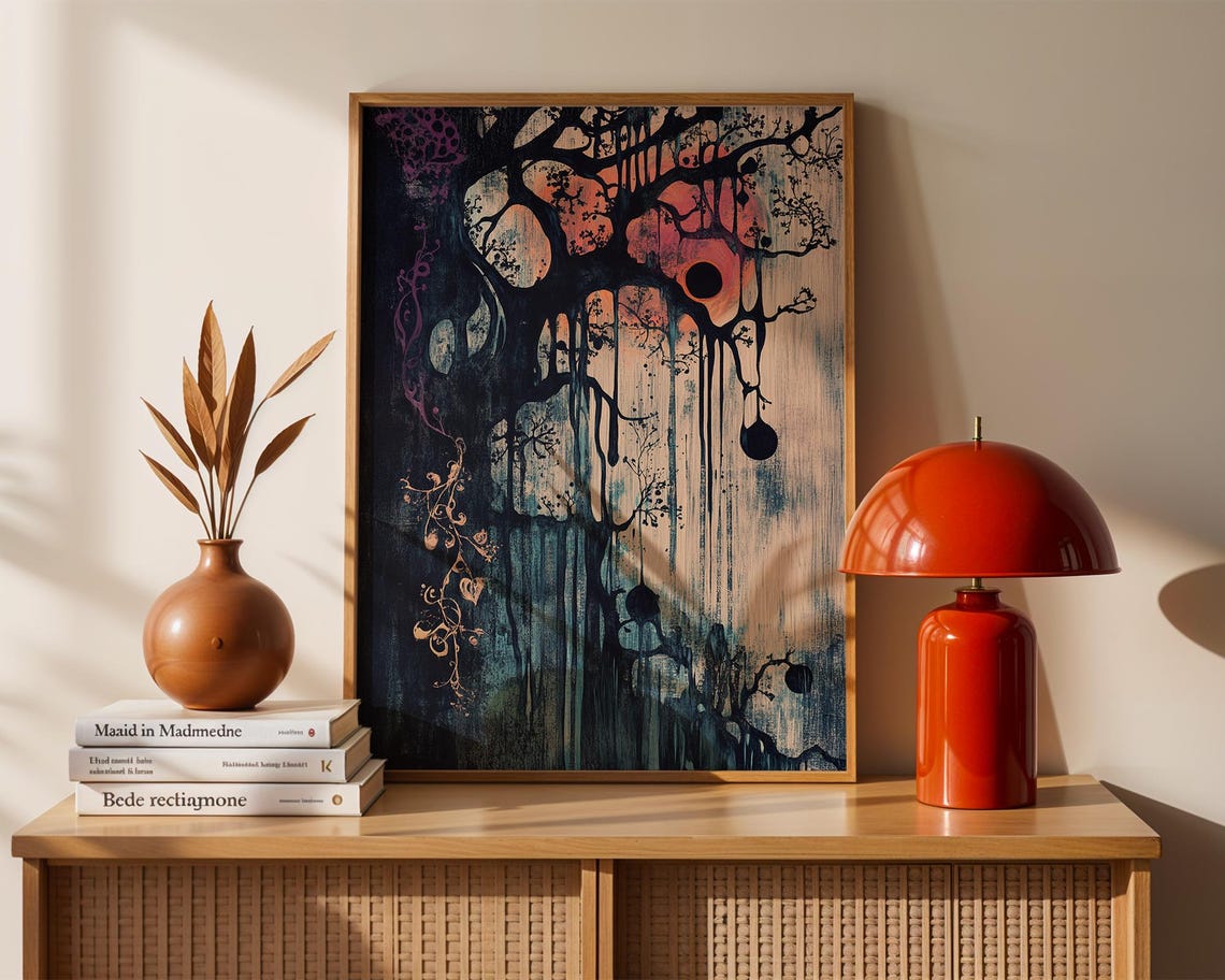 Surreal Tree Art Print Dark Fantasy Landscape Mystical Abstract Wall Decor