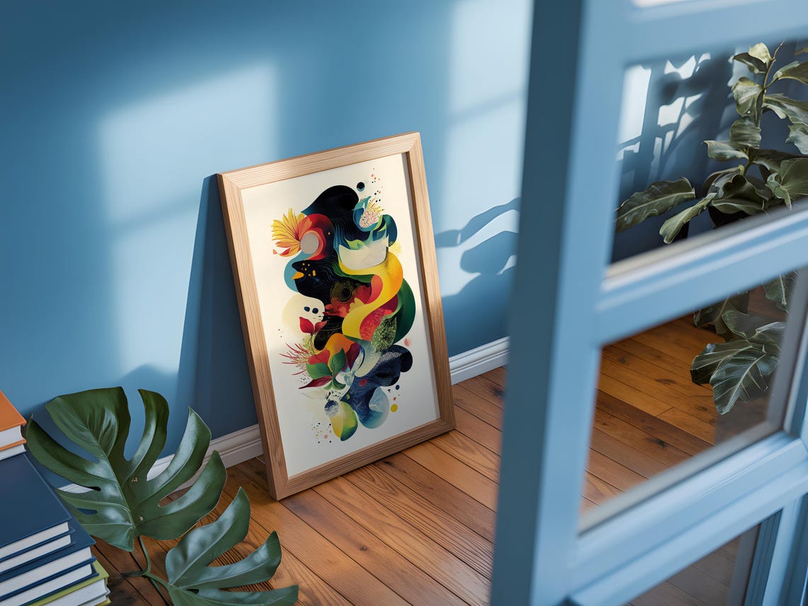 Vibrant Organic Abstract Art Print Colorful Blob Modern Painting - Image 3