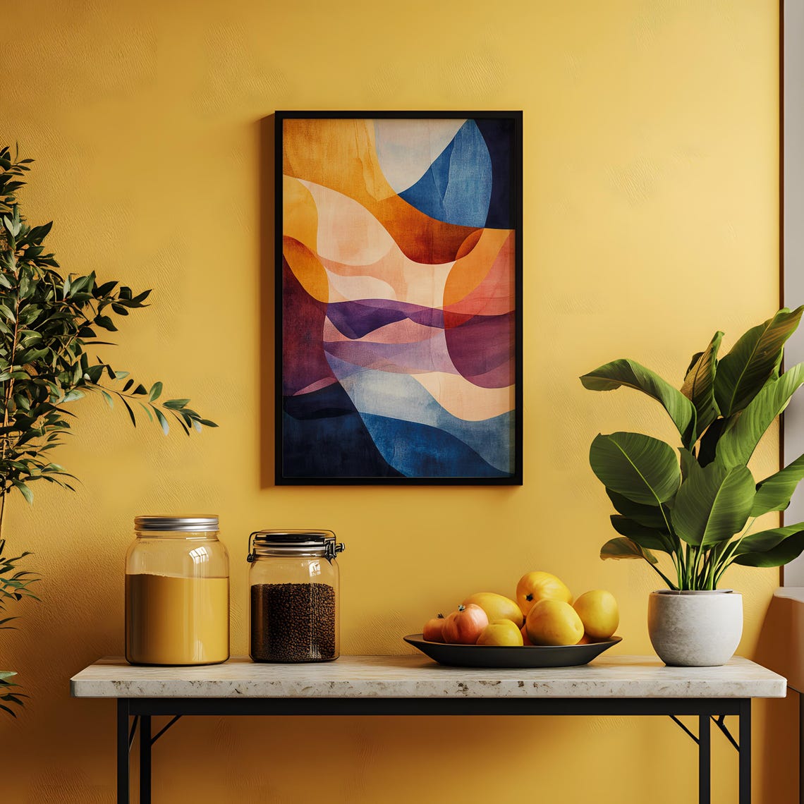 Abstract Gradient Waves Warm Sunset Tones Soft Modern Flow Art Poster - Image 5