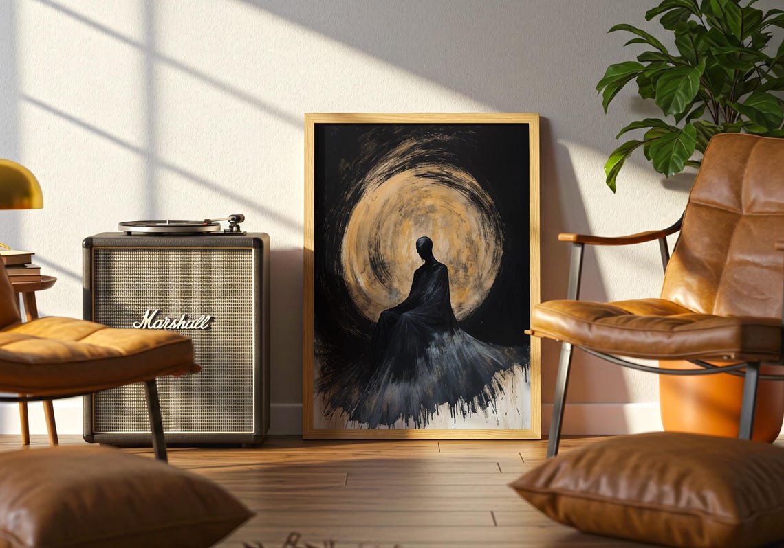 Ethereal Silhouette Art Print Mystical Aura Painting Abstract Figurative Wall - Image 5