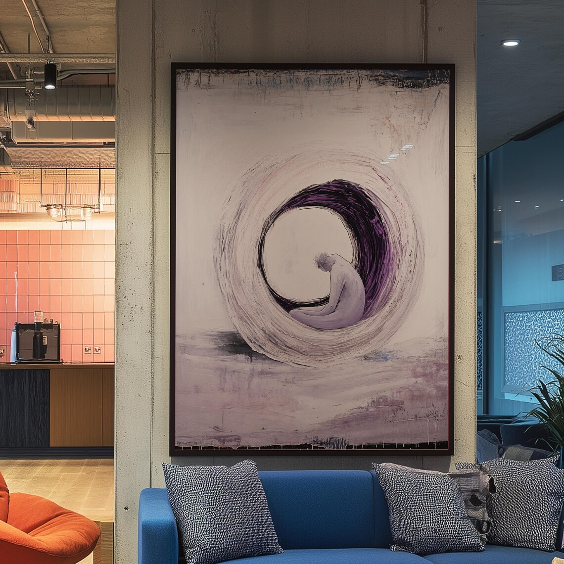 Solitary Meditating Figure Abstract Purple Circle Minimalist Poster - Image 2