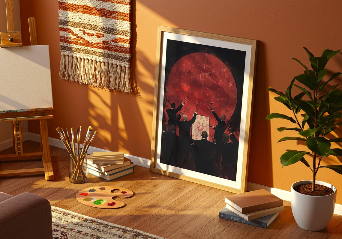 Red Moon Secret Society Toast Dark Surreal Mystery Wall Poster - Image 4