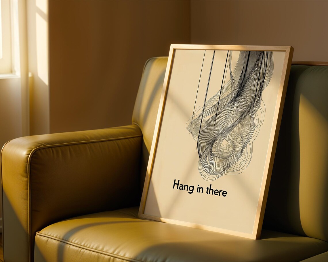Hang in There Quote Flowing Line Art Encouragement Wall Poster - Image 4
