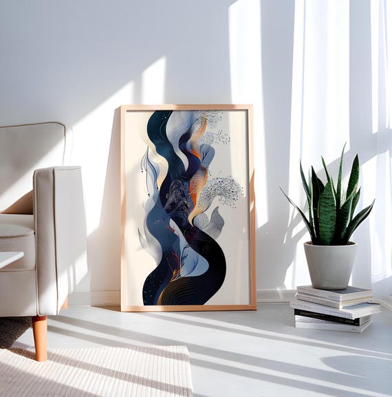 Boho Flow Art Print Abstract Fluid Motion Modern Bohemian Wall Decor