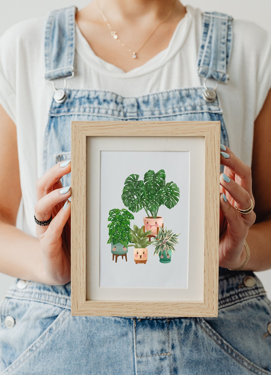 Monstera And Calathea Cute Smiling Plant Friends Group Poster - Image 2