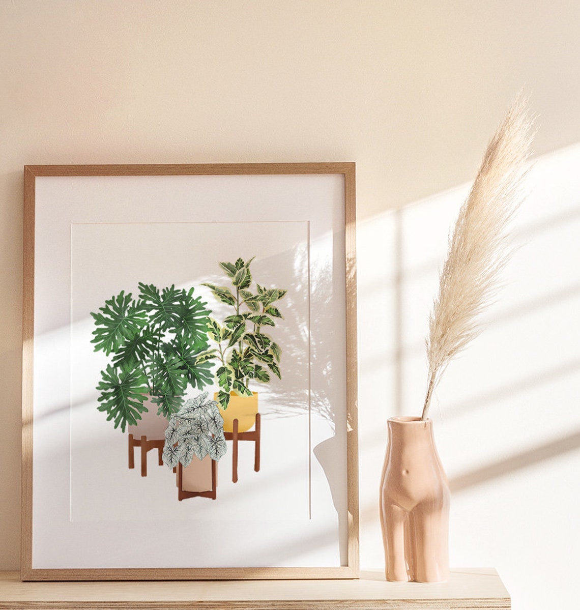 Philodendron Ficus And Caladium Potted Plants Botanical Poster - Image 3