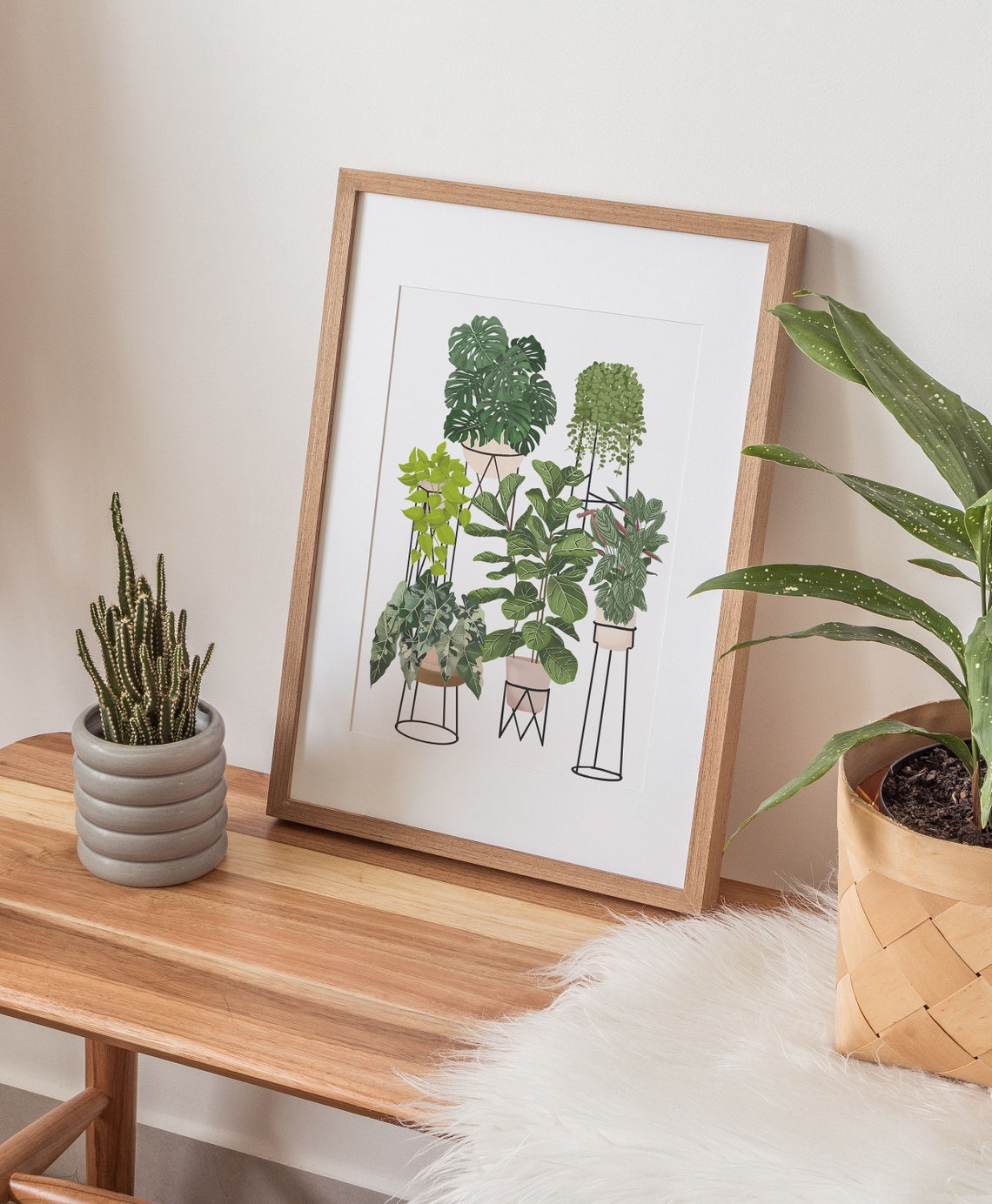 Monstera Fiddle Leaf Fig And Pothos Potted Plants Collection Poster - Image 3