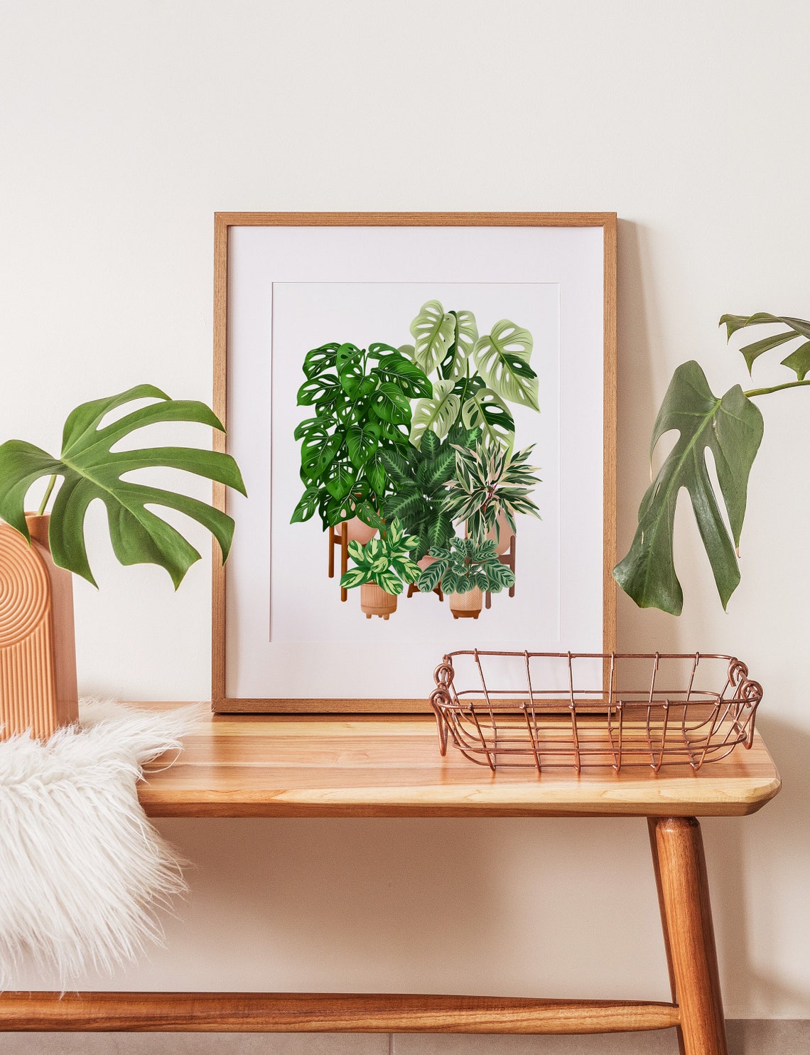 Monstera And Calathea In Terracotta Pots Poster Botanical Collection - Image 3