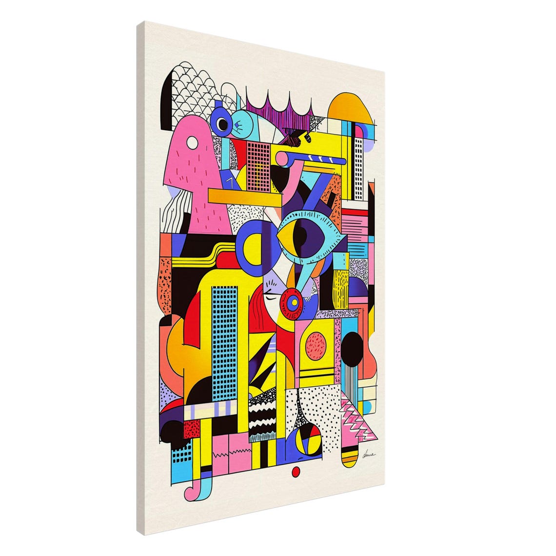 Geometric Bauhaus Style Abstract Shapes Pink Yellow Blue Art Poster - Image 4