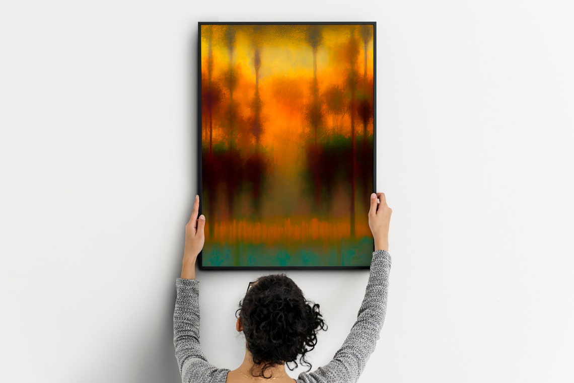 Scenic Landscape Sunset Wall Art For Decoration Blurred Print Peaceful Wall Art - Image 5