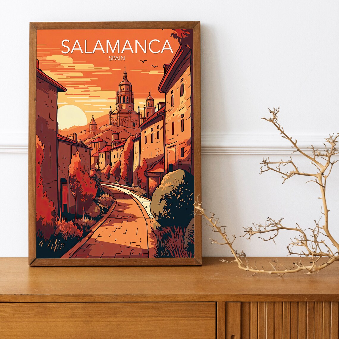 Salamanca Cathedral Old Street Spain Golden Sunset Travel Poster - Image 3