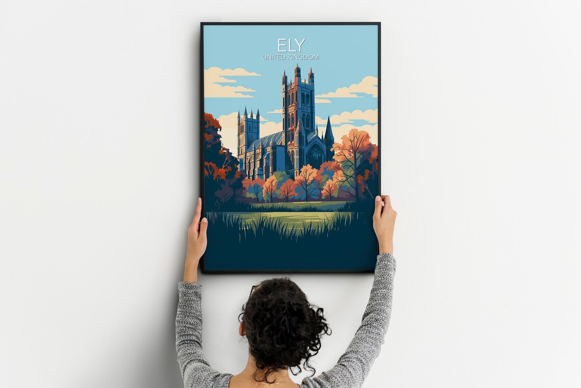 Ely Cathedral United Kingdom Gothic Landmark Travel Art Poster - Image 2
