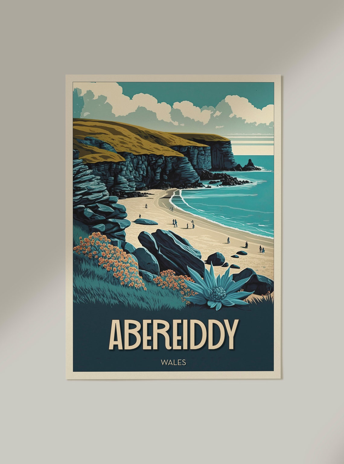 Abereiddy Wales Dramatic Coastal Cliffs Beach Bay Vintage Poster - Image 2