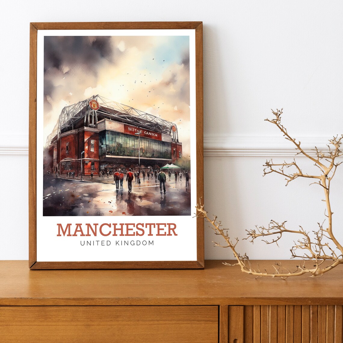 Manchester United Football Stadium Watercolor Art Travel Poster - Image 2