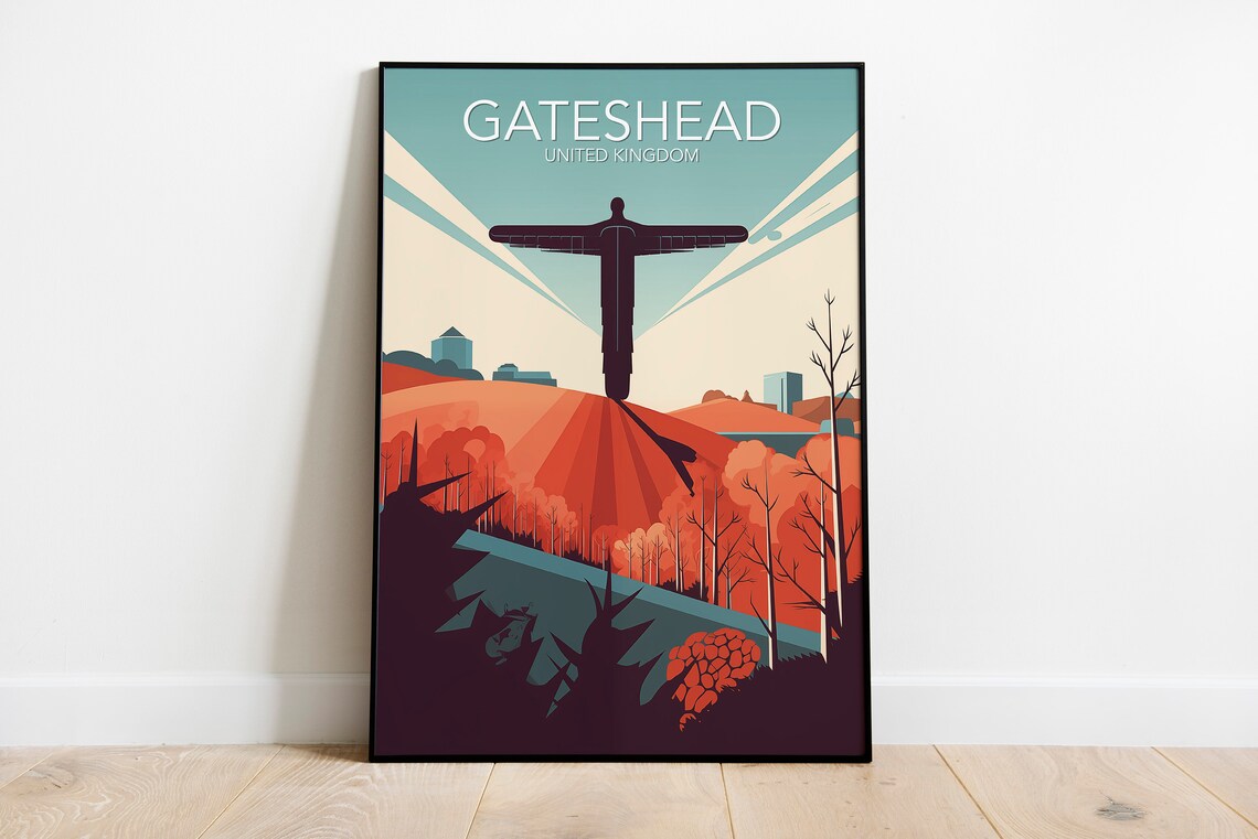Gateshead United Kingdom Angel of the North Sculpture Art Poster