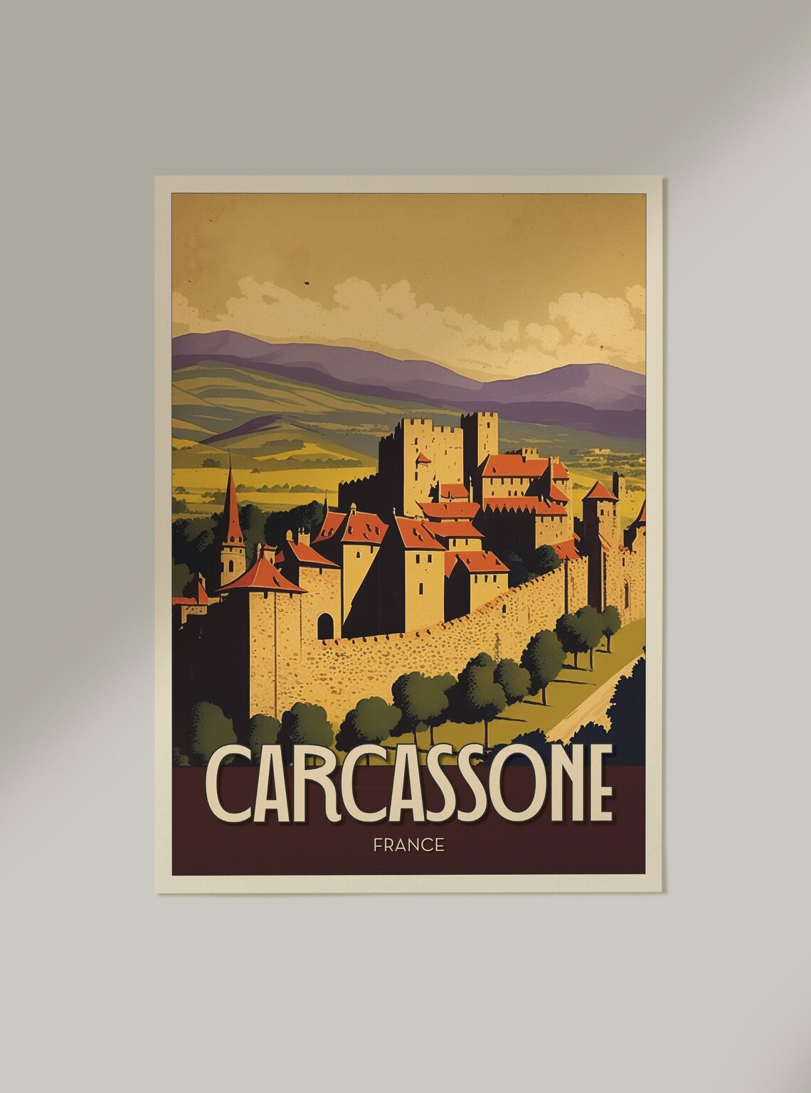 Carcassonne France Medieval Walled Citadel Vintage Travel Poster - Image 2