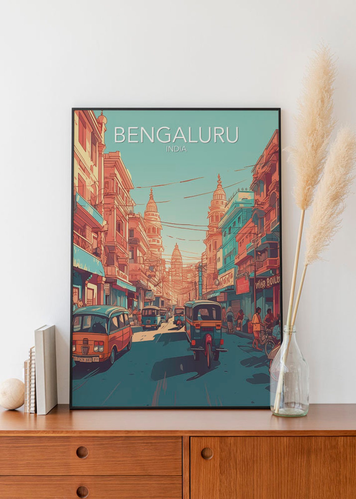 Bengaluru India Rickshaw Street Retro City Vintage Travel Poster - Image 2