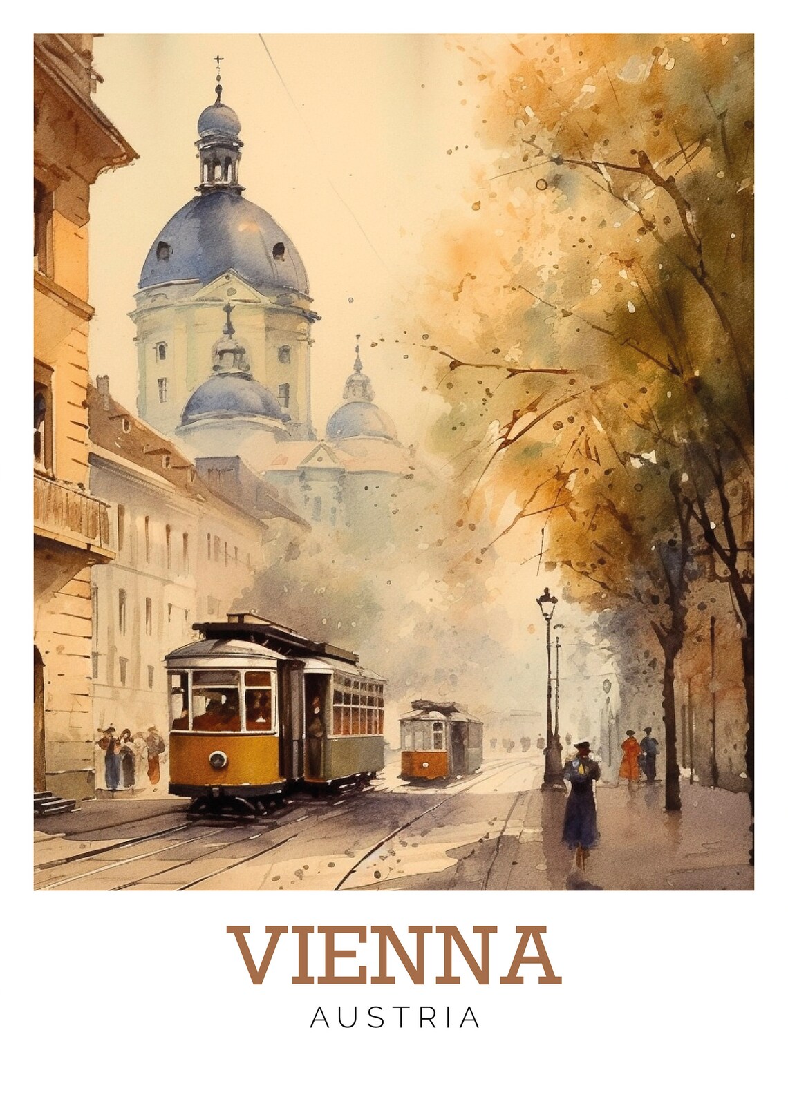 Vienna Watercolour Travel Poster, Modern Art Print - Image 2