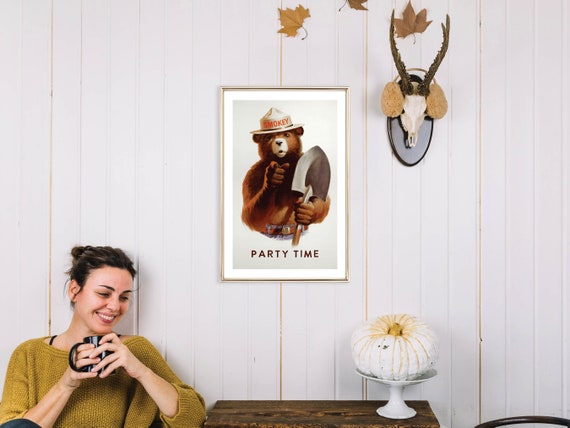 Party Time Camping Print Wall Decor Camping Wall Art Retro Camper Poster Outdoorsy Cabin Funny Rv Humor Art Gift