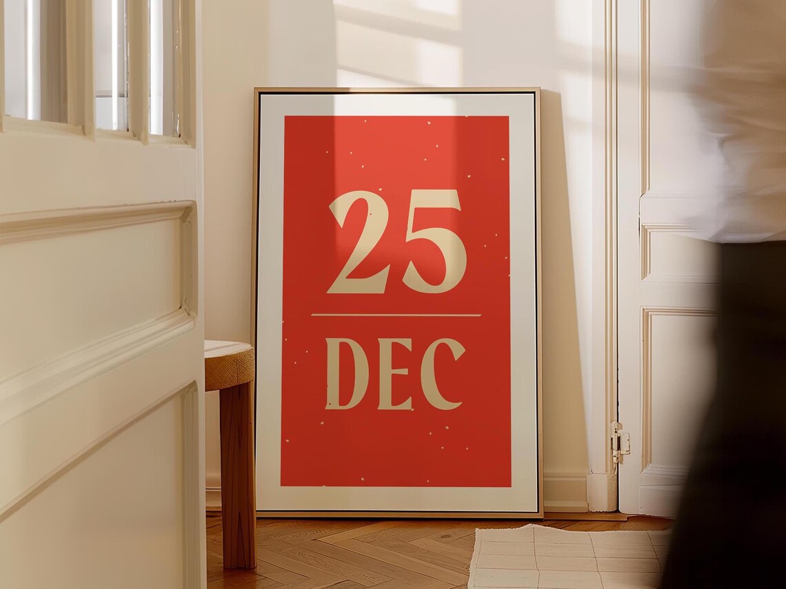 December 25 Retro Christmas Kitchen Art Print