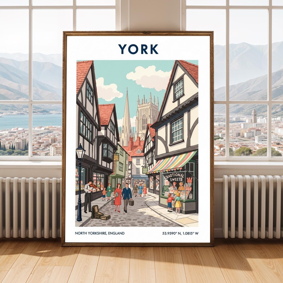York Vintage Travel Poster England Shambles Street Minster Art