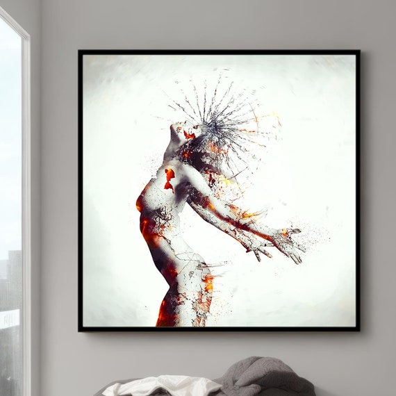 Abstract Free Woman Wall Art Print On Womans Power Painting Nude Young Girl Decor Aesthetic Nudity Bedroom Wall Decor