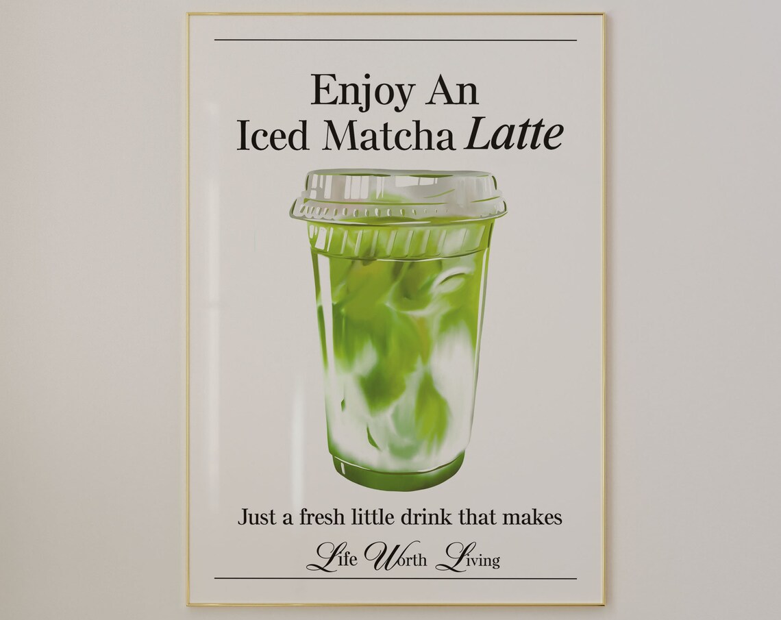 Iced Matcha Latte Retro Aesthetic Art Print