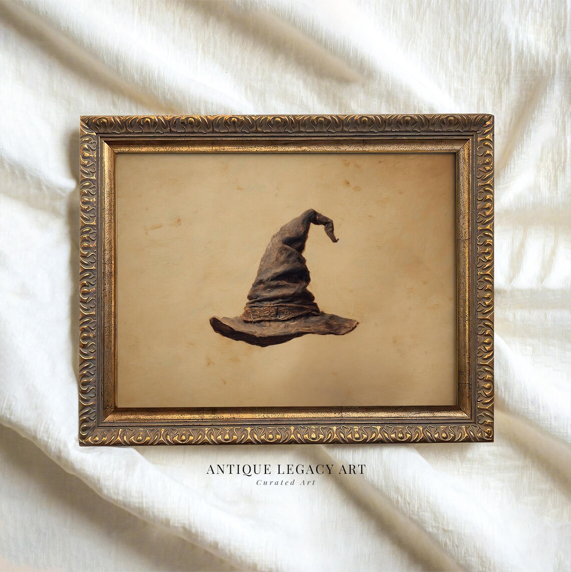 Vintage Witch Hat Painting Print Gothic Halloween Wall Art