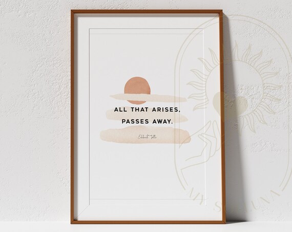 Eckhart Tolle All That Arises Passes Away Watercolor Sunset Print