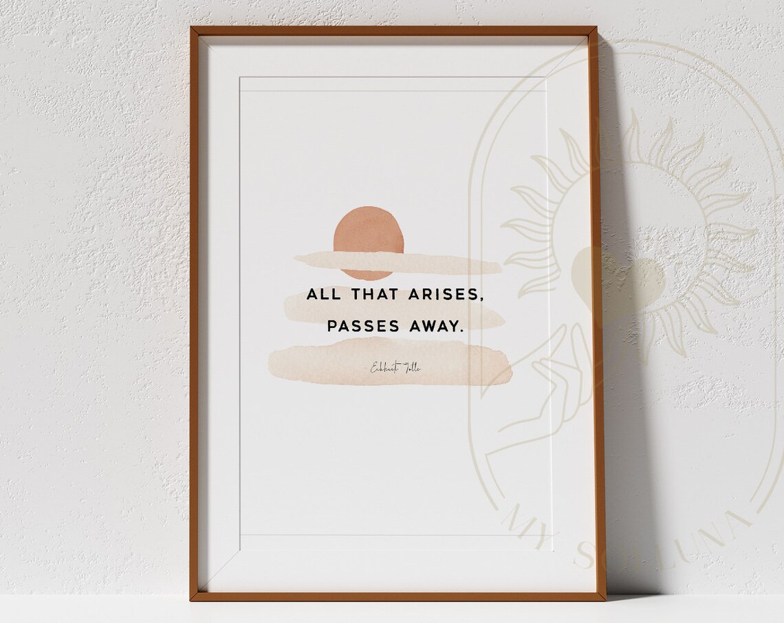 Eckhart Tolle All That Arises Passes Away Watercolor Sunset Print