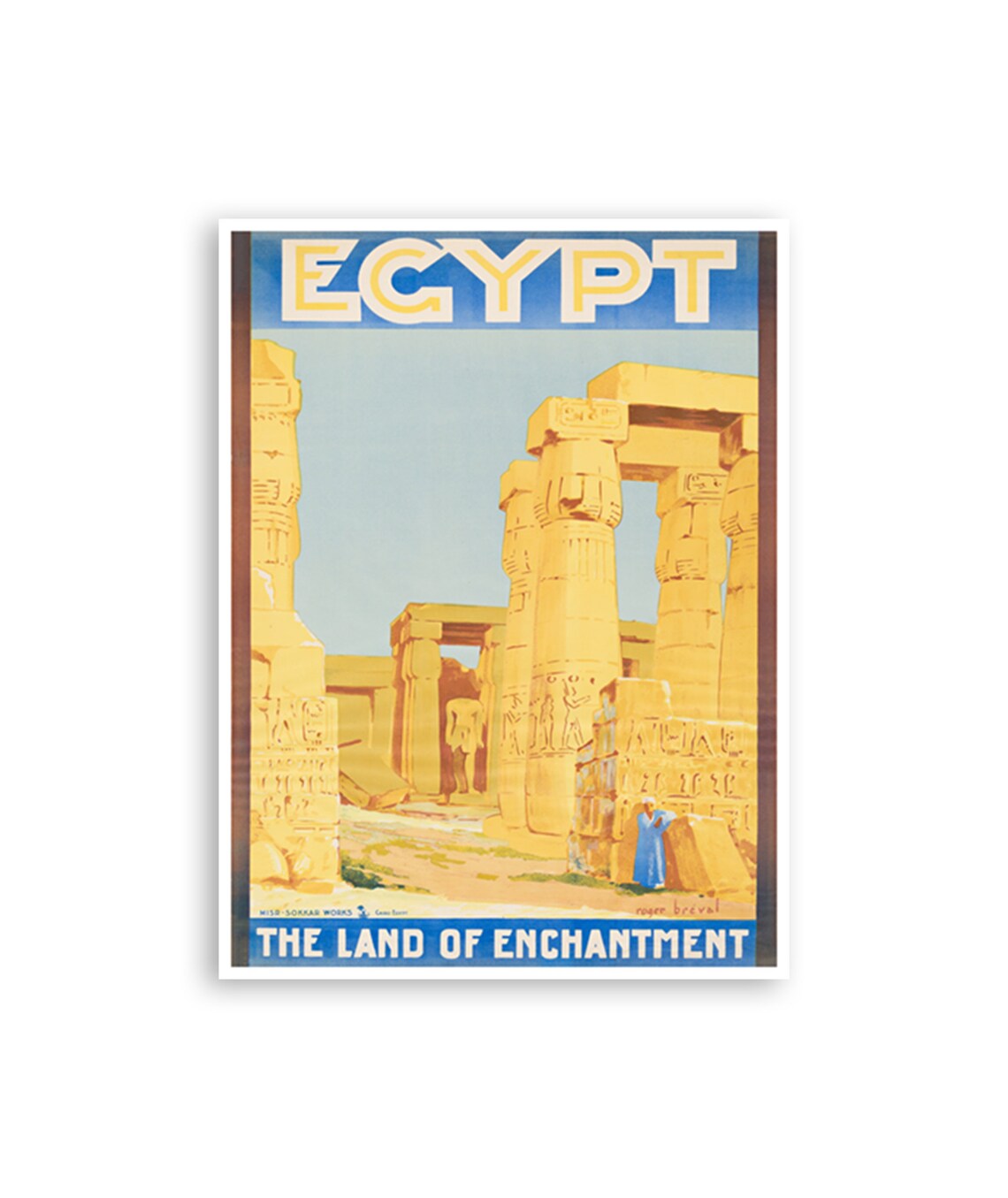 Egypt The Land of Enchantment Vintage Temple Ruins Travel Poster
