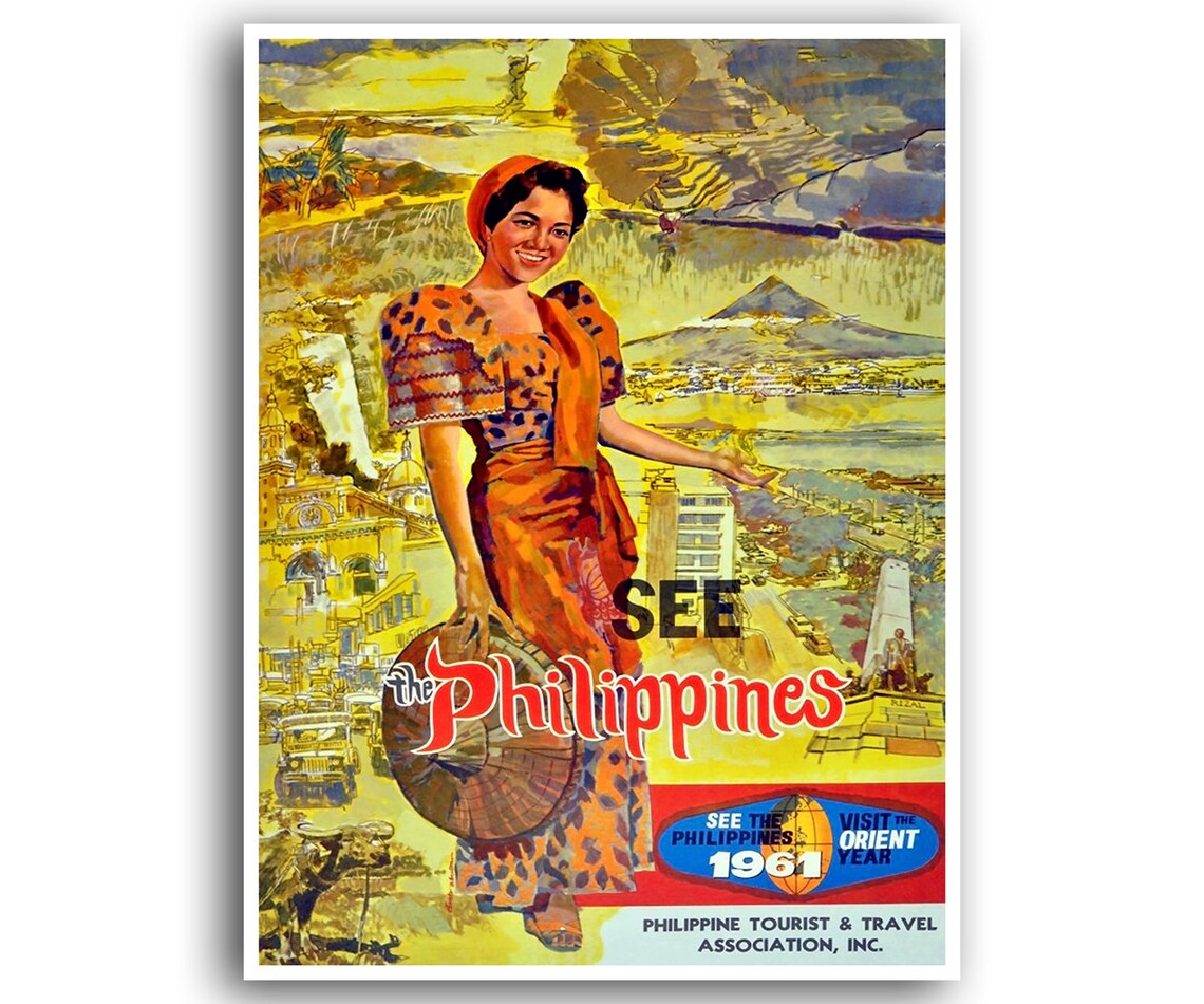 Phillipines Travel Poster, Asian Home Decor Art Print