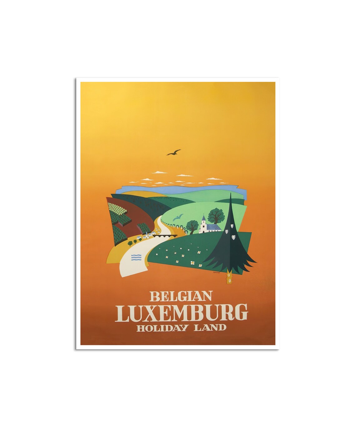 Belgian Luxembourg Vintage Countryside Holiday Land Travel Poster