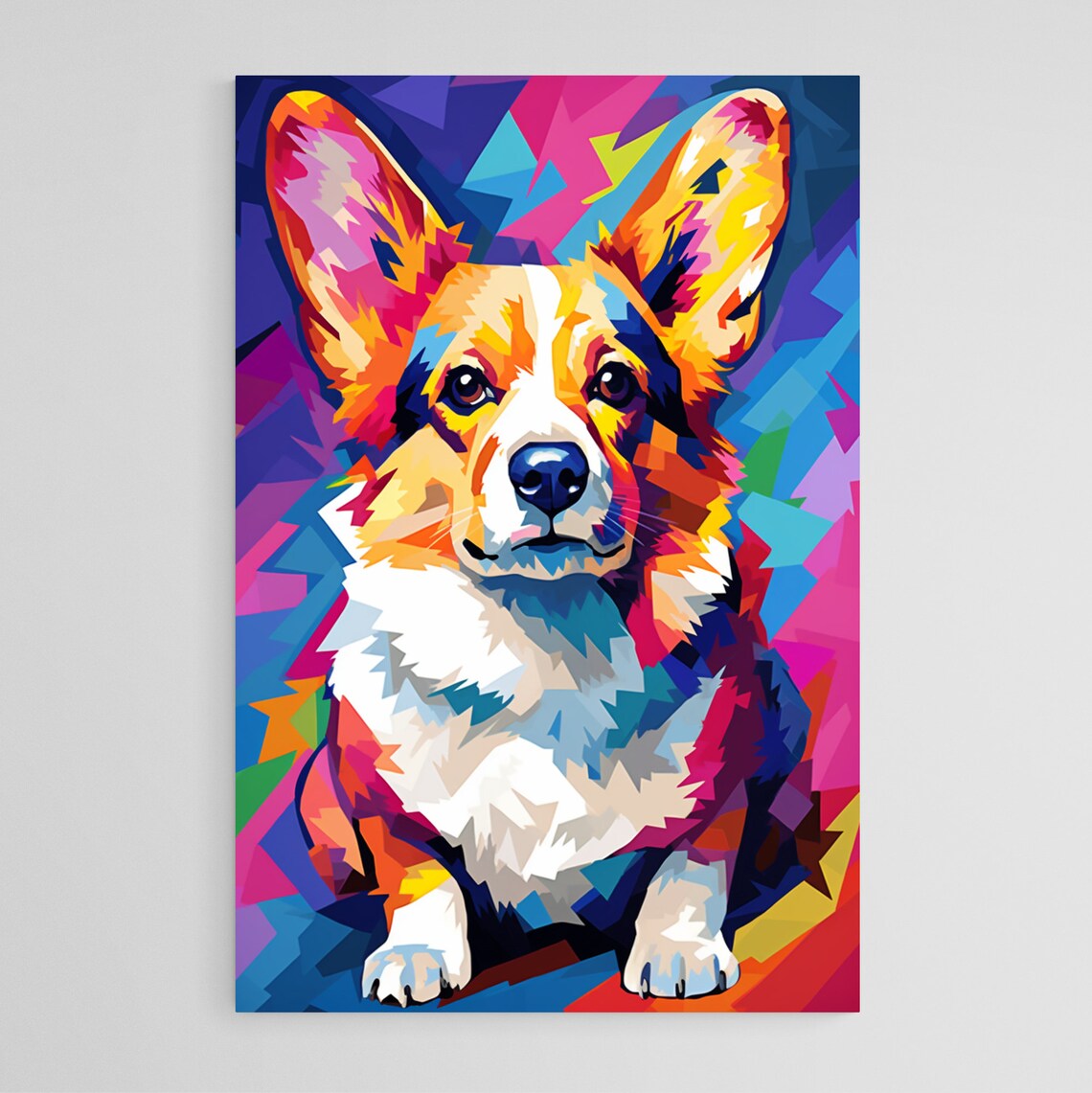 Pembroke Welsh Corgi Colorful Geometric Low-Poly Portrait Poster