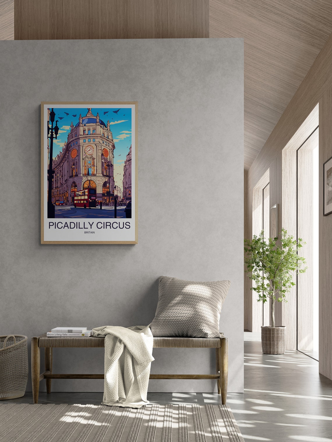 Picadilly Circus London Red Double Decker Bus Travel Art Poster - Image 2