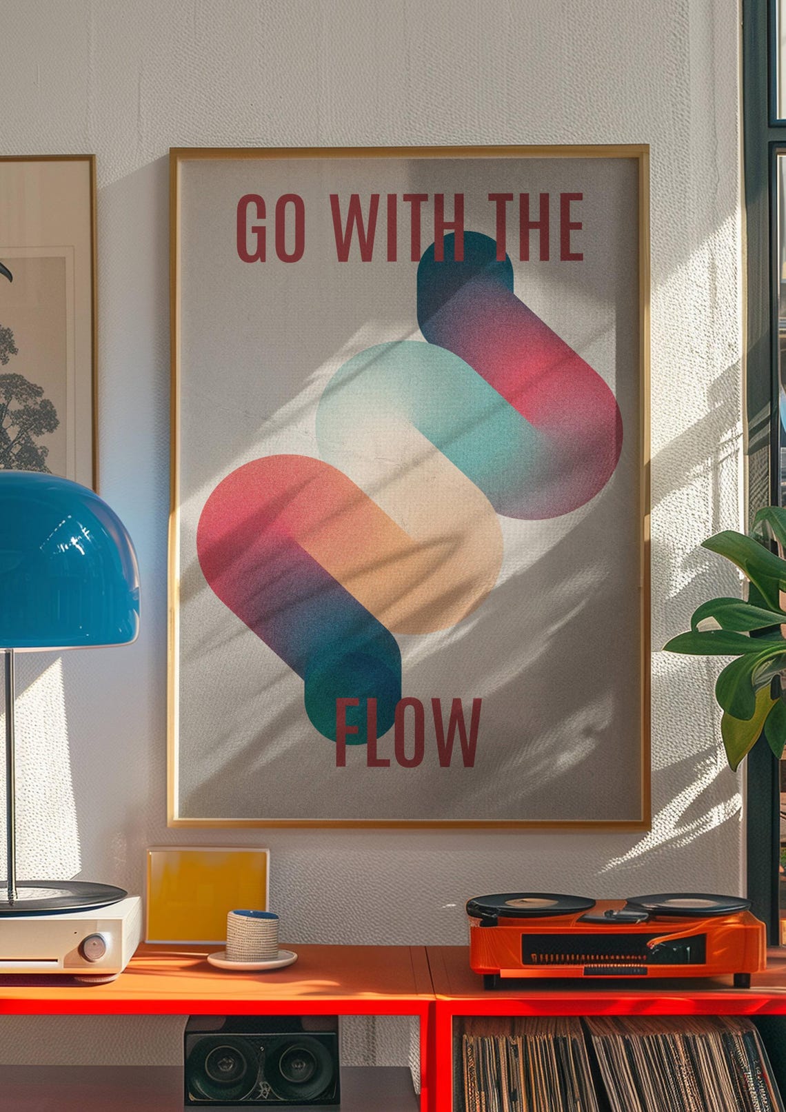 Go With The Flow Colorful Gradient Abstract Waves Motivational Poster - Image 2