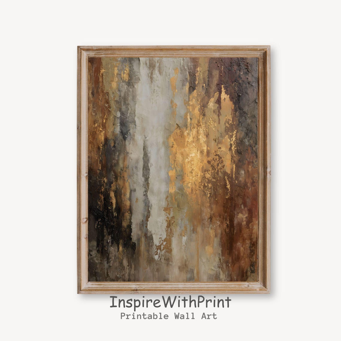 Moody Autumn Abstract Painting Fall Gold Textured Artwork Poster