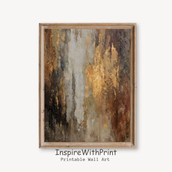 Vintage Fall Abstract Painting Moody Autumn Art Rustic Print Modern Apartment Earthtone Neutral Wall