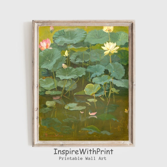 Theodore Wores Water Lilies Vintage Botanical Pond Painting Print