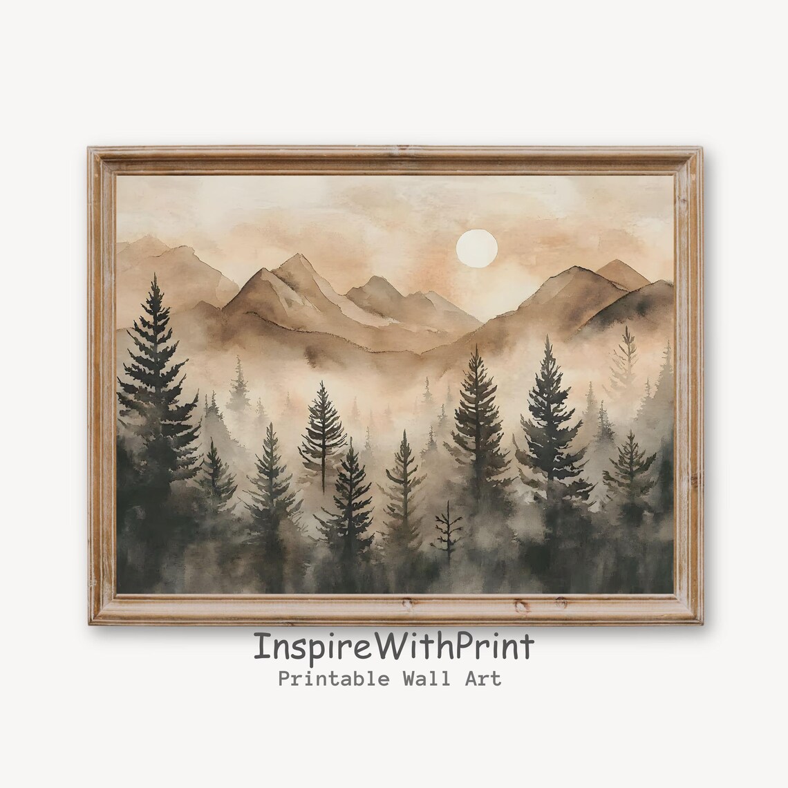Rustic Pine Tree Forest Watercolor Art Print