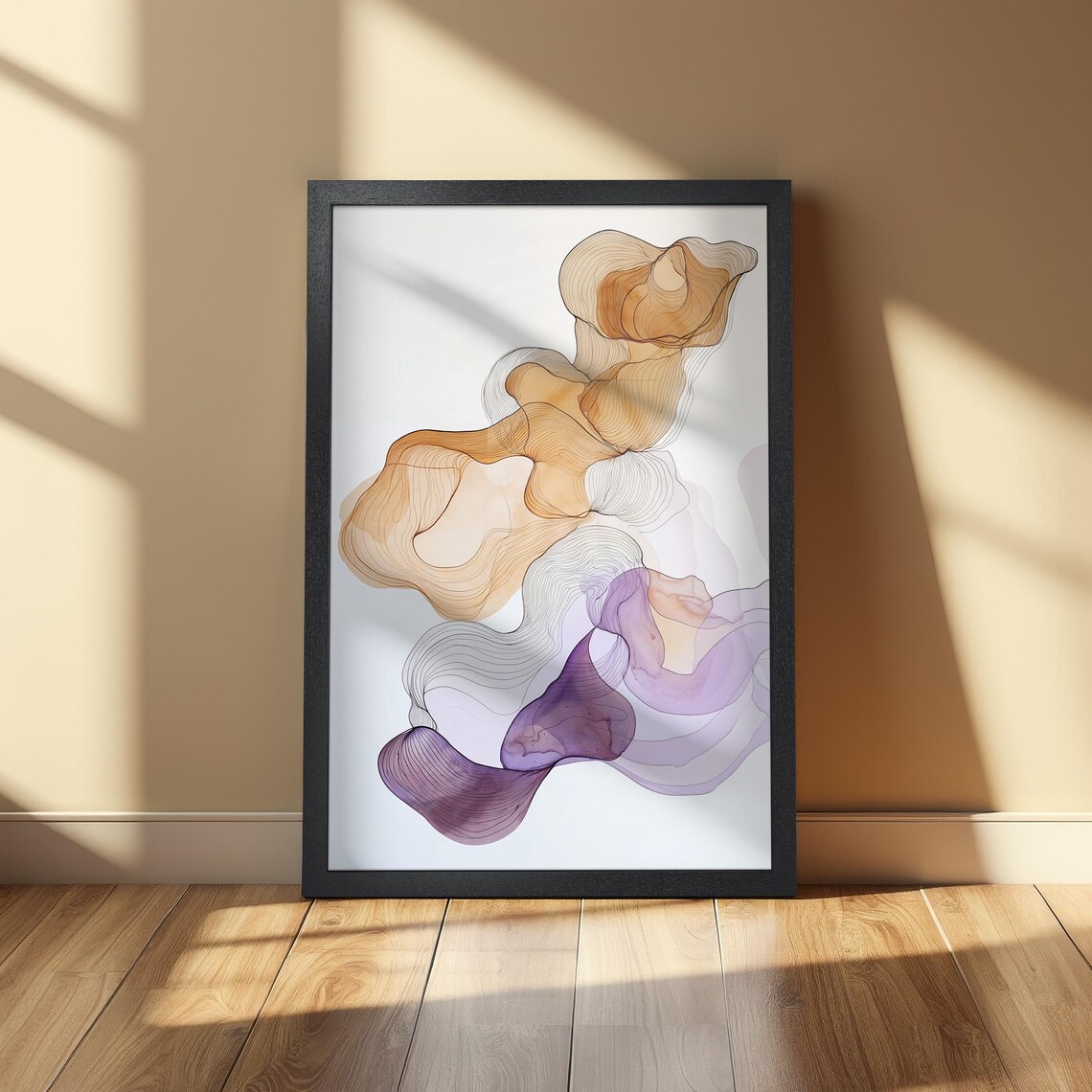 Orange And Purple Swirls, Minimalist Watercolor Art Print - Image 2