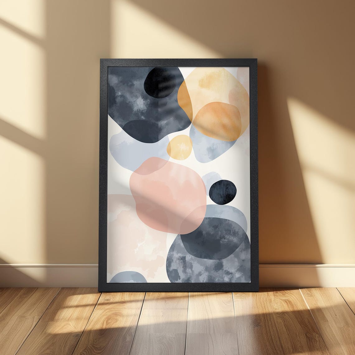 Framed Abstract Poster Grey Orange And Pink Pastel Art Stylish Minimalist Bold Print Trendy Modern Decor Unique Gift Idea - Image 2