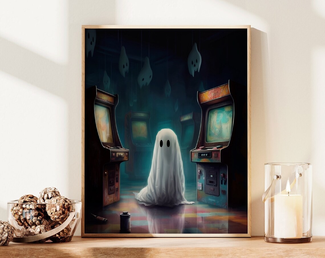 Haunting Ghost in Abandoned Arcade Dark Academia Halloween Wall Poster - Image 2
