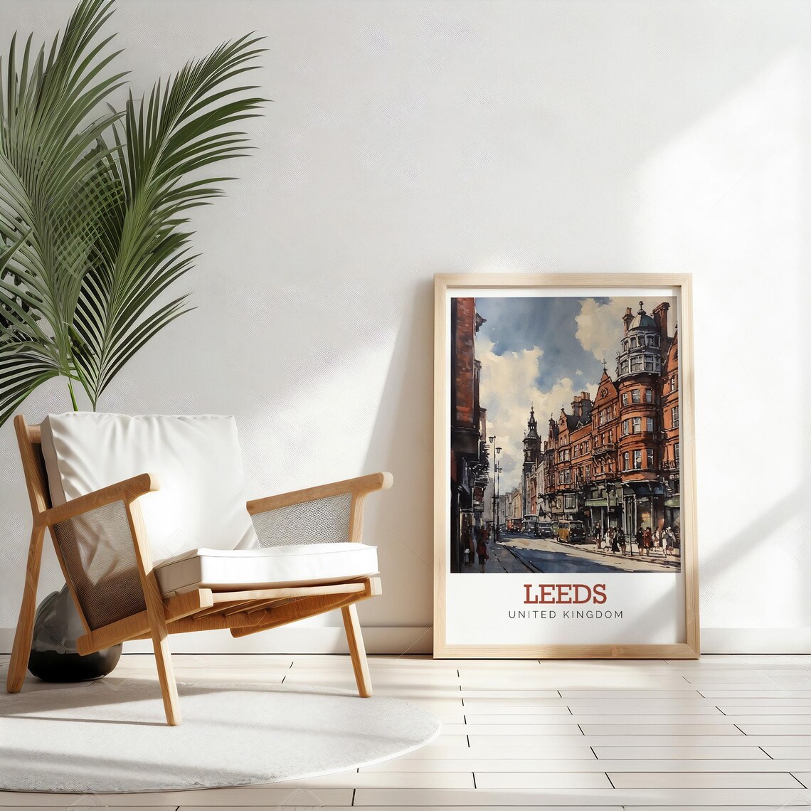 Leeds England Historic Brick Street Watercolor United Kingdom Poster - Image 2