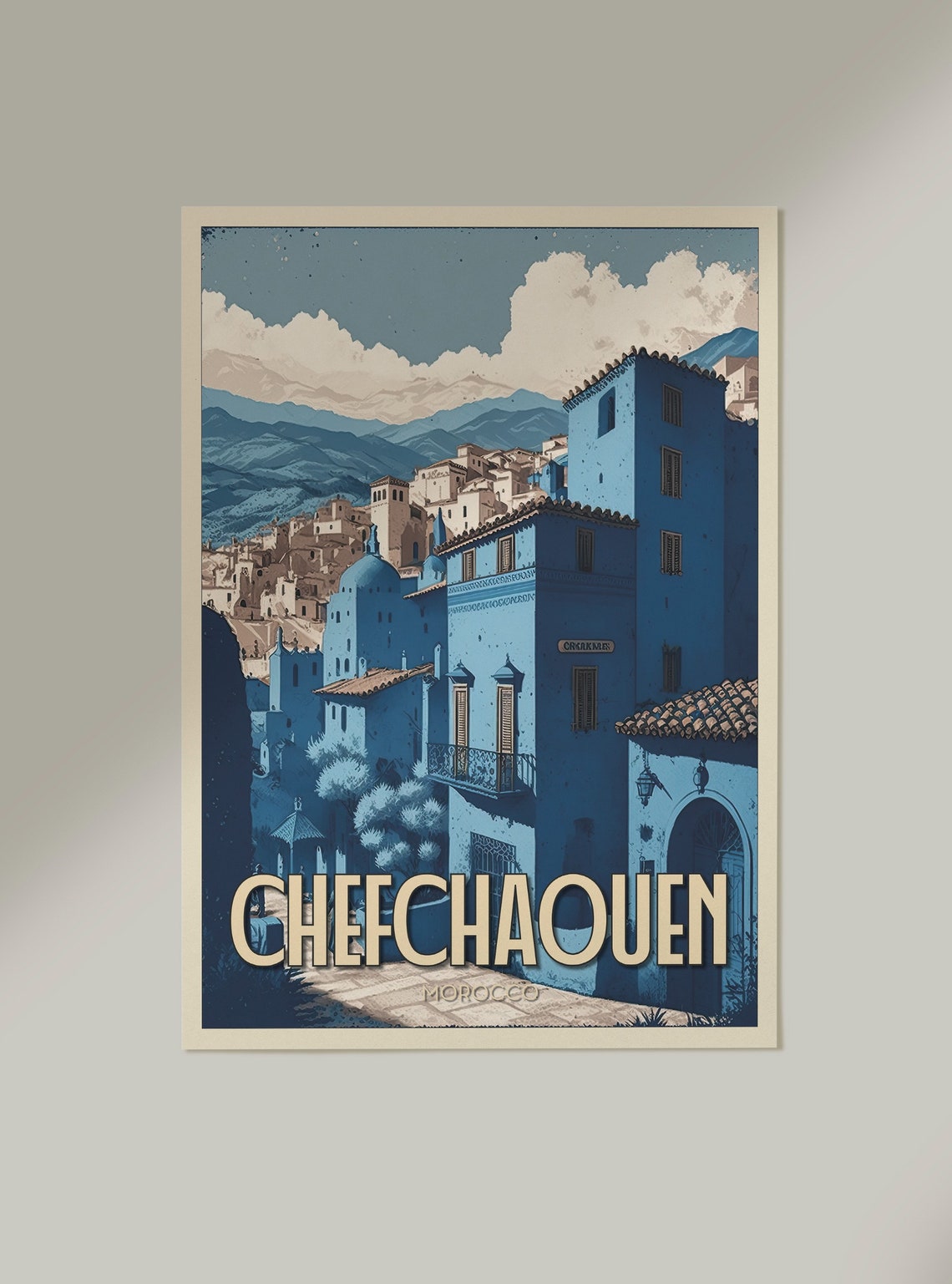 Chefchaouen Morocco Blue Walled City Medina Mountain Vintage Poster - Image 2